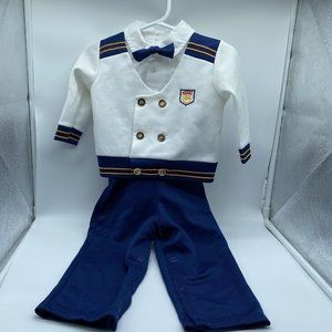 Vintage Charming Original Infant Boys Sailor Overalls & Top Size 12 Months 1990s